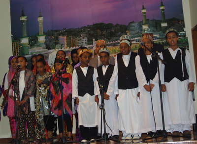 Students performing nashida